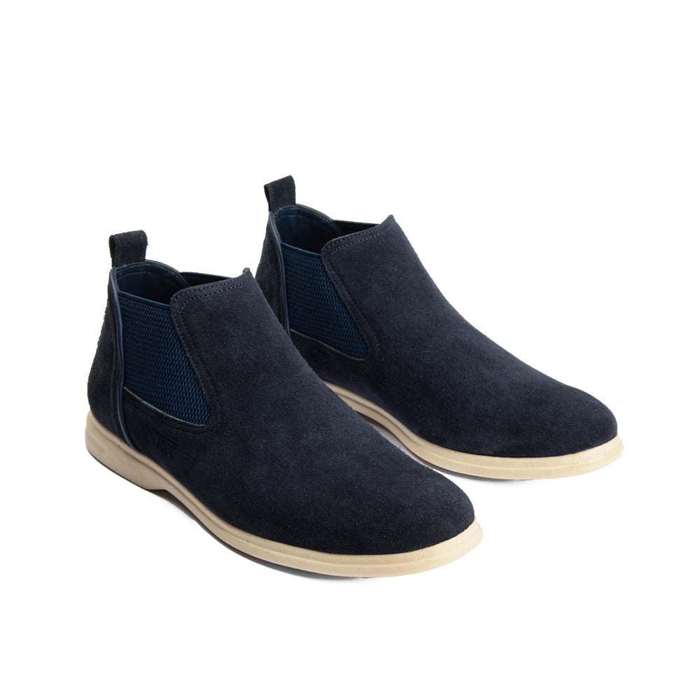 Navy Natural Suede Chelsea Boots
