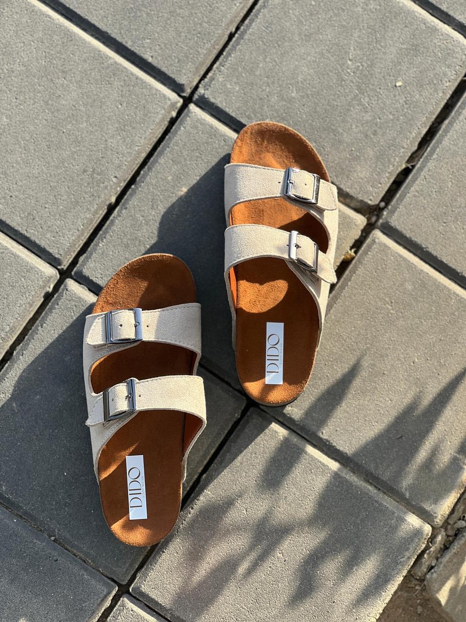 Beige Double Buckle Women Style Slipper