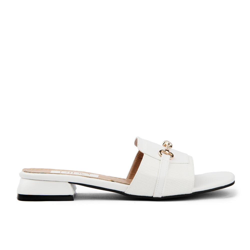 Leslie Metallic-Accent Slipper- White