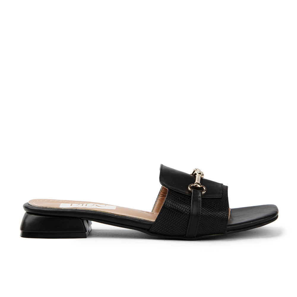 Leslie Metallic-Accent Slipper- Black