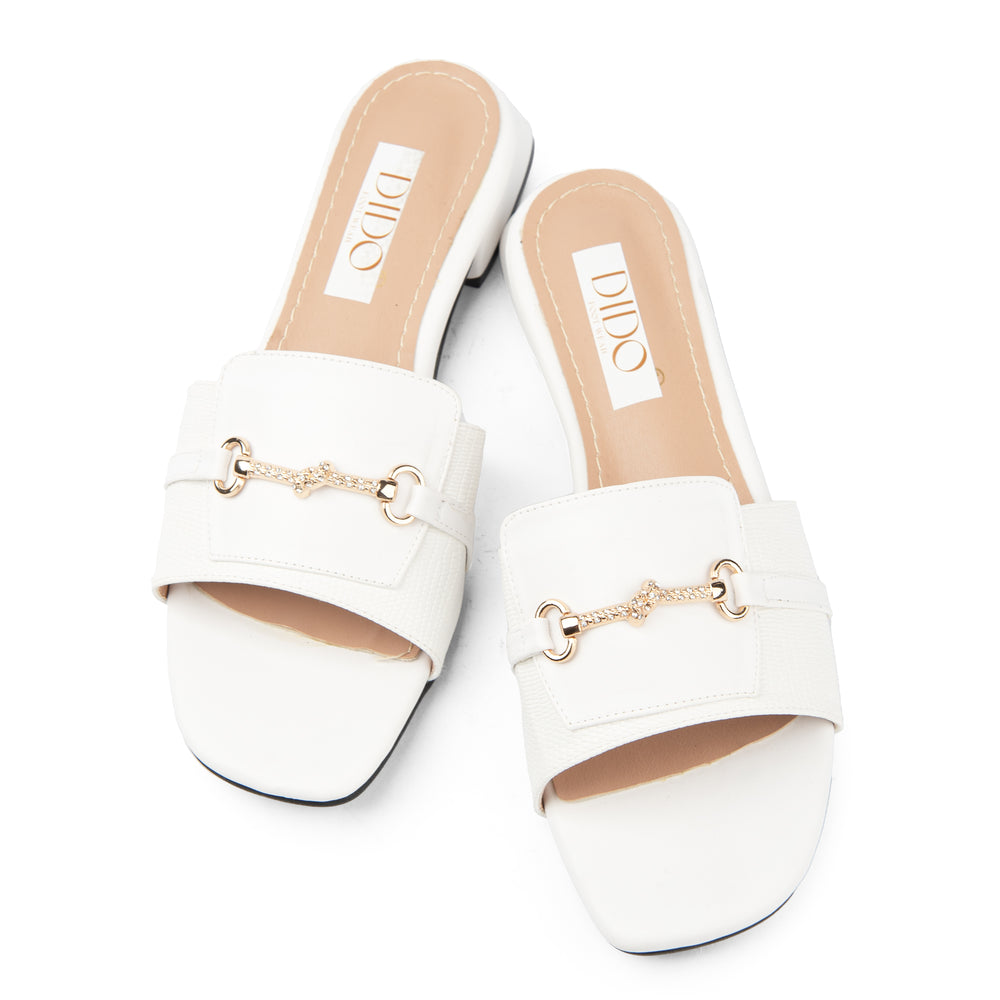 Leslie Metallic-Accent Slipper- White