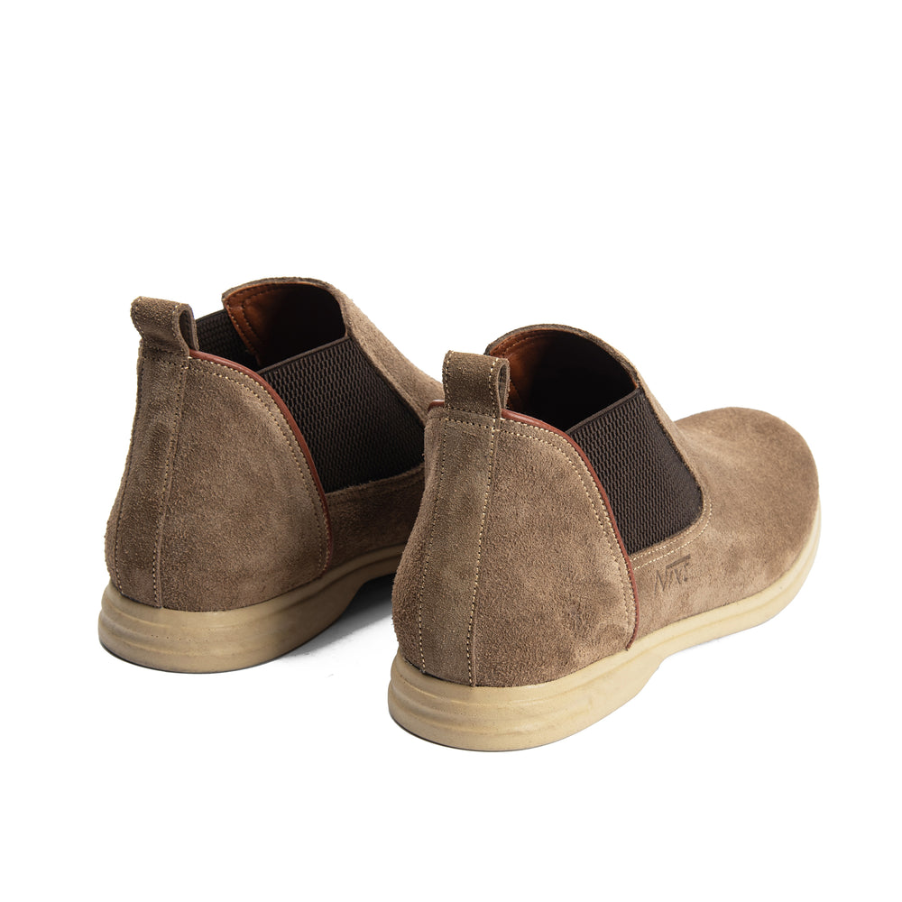Beige Natural Suede Chelsea Boots