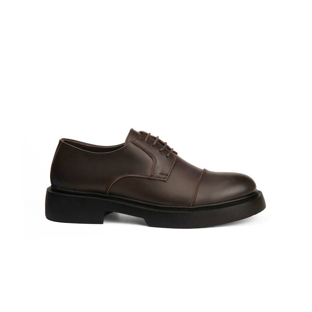 Chunky Derby In Brushed Calfskin Dark Brown