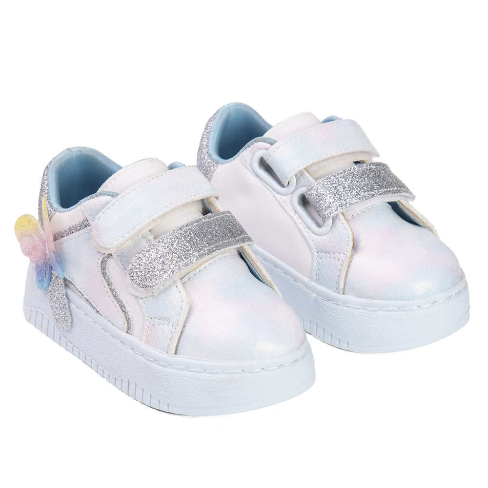 White X Baby blue Sneakers For Girls