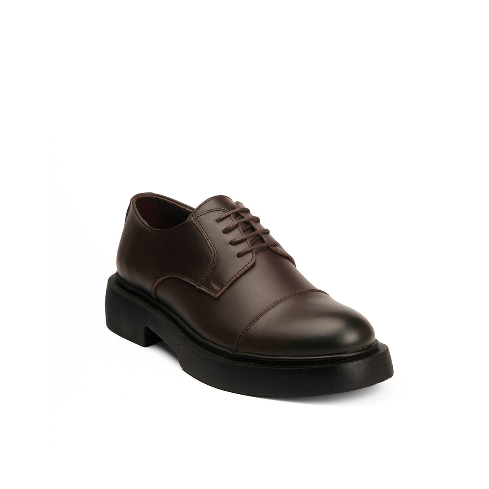 Chunky Derby In Brushed Calfskin Dark Brown